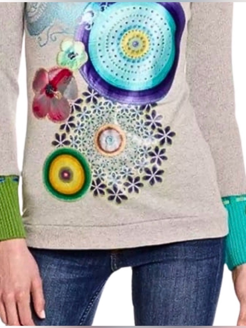 Vintage DESIGUAL Abstract Floral Y2K Patchwork Sweater Size Medium - Picture 5 of 11